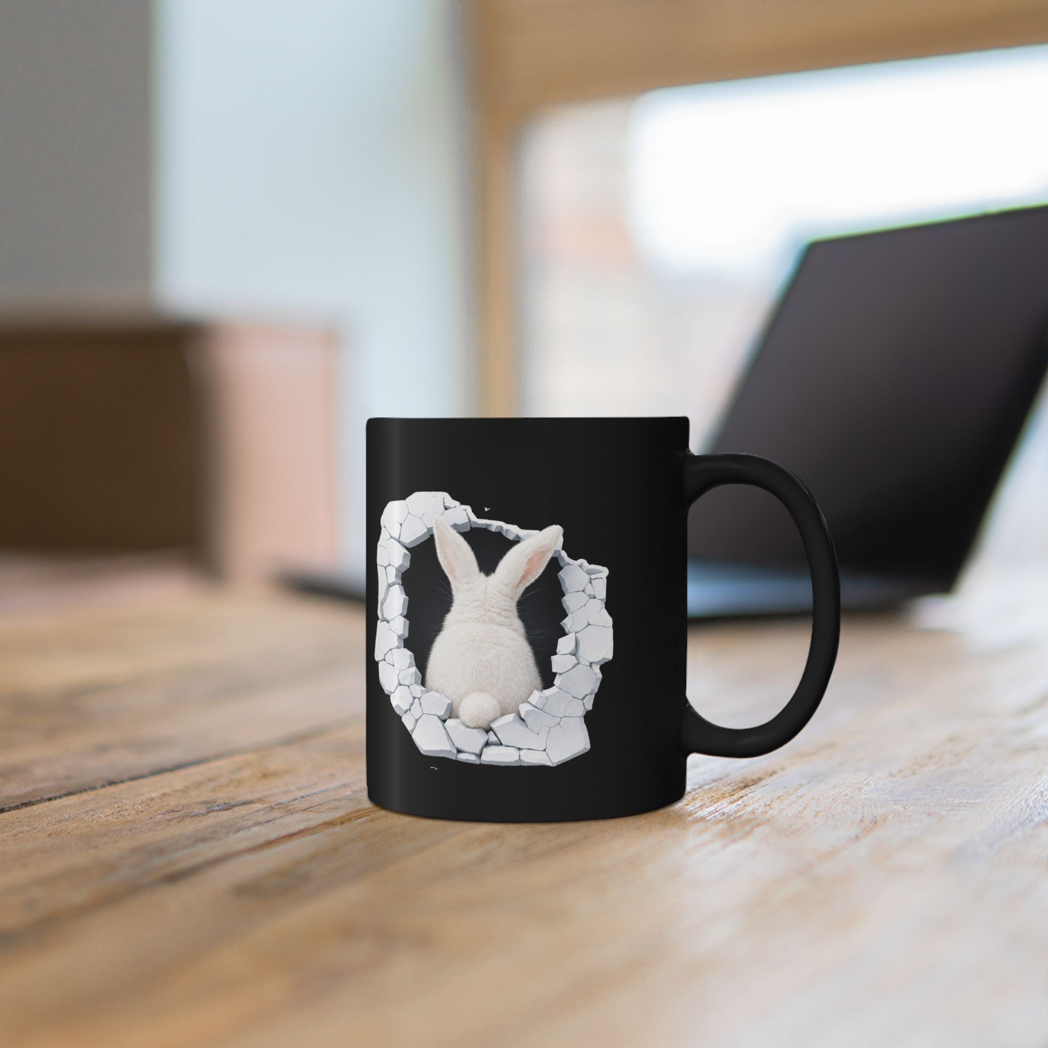 Bunny Ceramic Coffee Mug — Black 11oz & 15oz