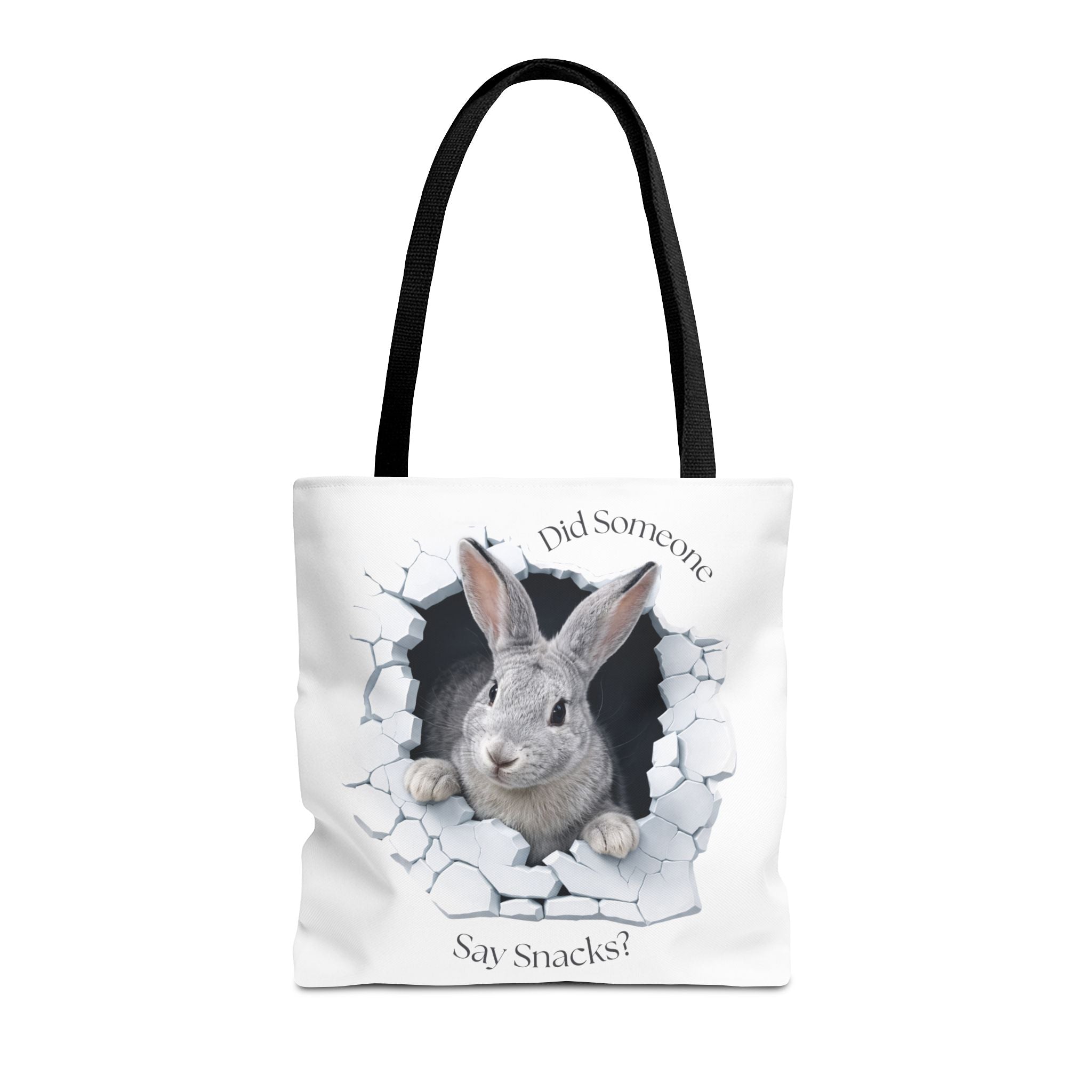 Bunny Peeking Tote Bag — "Did Someone Say Snacks?"